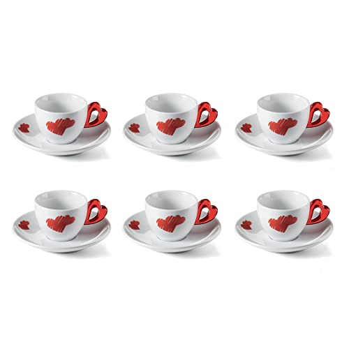 Guzzini - Love, 6 Espressotassen mit Untertassen - Rot transparent, 33 x 19 x h8 cm | 50 cc - 11410165 von Guzzini