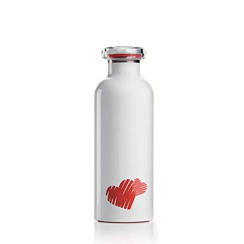 Guzzini - On The Go, LOVE Thermosflasche, Trinkflasche Edelstahl - Rot Transparent, ø7,3 x h21,2cm | 500 cc - 11670465 von Guzzini