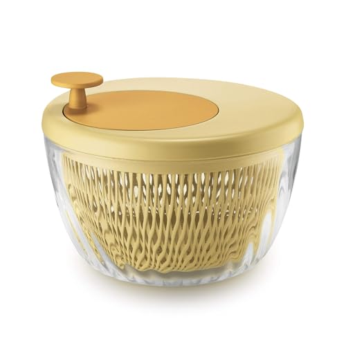 Guzzini - Kitchen Active Design, SPIN&STORE Salatschlüder mit Deckel - Säure Gelb, Ø26 x h19 cm | 4000 cc - 17090056 von Guzzini