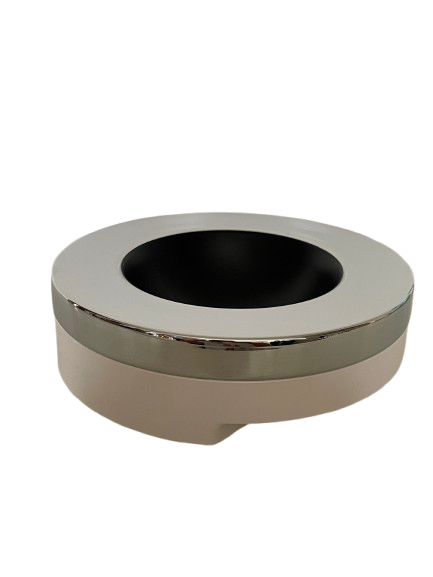 Harvey Weiß und Stahl Aschenbecher von Luigi Massoni, Guzzini Harvey Weiß und Stahl Aschenbecher von Luigi Massoni, Guzzini von Guzzini