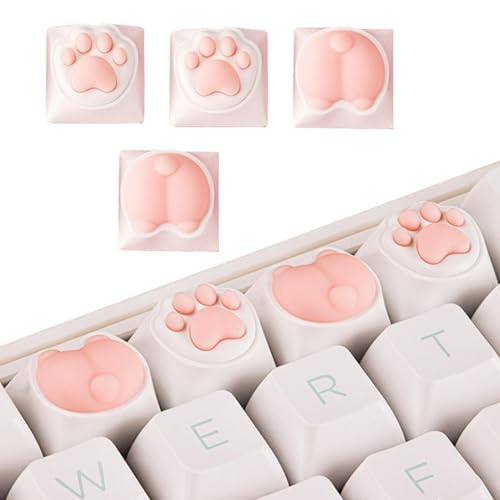 Cat Keycaps, Cute Pink and White Silicone Cat Paw and Butt Key Caps, Fun Keyboard Accessories Compatible with Mechanical Keyboards, Setup, Office Desk, Computer Supplies von Gvblkq