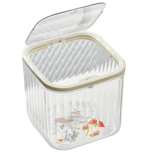 Desk Trash Can, Desk Garbage Can with Press Lid, Transparent Space-Saving Container, Cosmetics Organizer Vanity Waste Basket, Compact and Practical for Efficient Waste Disposal von Gvblkq