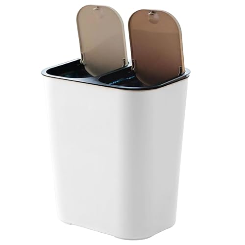 Double Trash Can, Rectangular Garbage Bin, Push-Button Lid Container, 18L Capacity, Space-Saving Design, Easy to Clean, Odor Control, Perfect for Kitchen, Bathroom Use, 12.99x11.42x8.27 inches von Gvblkq