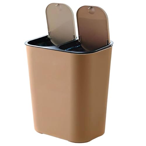 Double Trash Can, Rectangular Garbage Bin, Push-Button Lid Container, 18L Capacity, Space-Saving Design, Easy to Clean, Odor Control, Perfect for Kitchen, Bathroom Use, 12.99x11.42x8.27 inches von Gvblkq