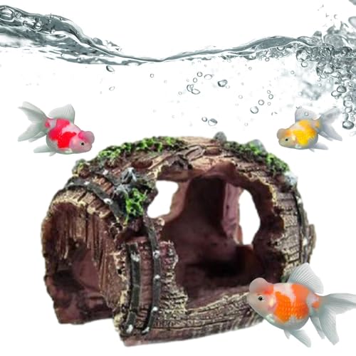 Fish Tank Broken Barrel Ornament, Harz Fisch Teich Höhle Aquarium Spielen Landschaftsbau Zubehör für Garten 1 Stück Einzigartiges gebrochenes Design Vielseitig von Gvblkq