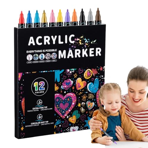 Gvblkq Acrylic Paint Markers | Double-Tip Color Markers for Artists | Water-Soluble Acrylic Paint Pens with Fine & Round Tips for Rock, Canvas, Ceramic, Wood, Ideal for Drawing & Crafting Gvblkq Acrylic Paint Markers | Double-Tip Color Markers for Artists | Water-Soluble Acrylic Paint Pens with Fine & Round Tips for Rock, Canvas, Ceramic, Wood, Ideal for Drawing & Crafting von Gvblkq