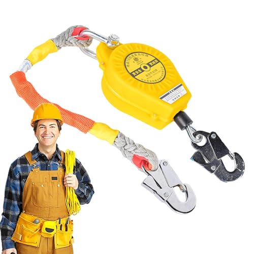 Gvblkq Fall Arrester Automatic Retractable Lifeline Safety Harness Accessory High Altitude Safety Gear Steel Wire Rope Lifeline Quick-Action Braking System Construction Safety Equipment Personal Fall von Gvblkq