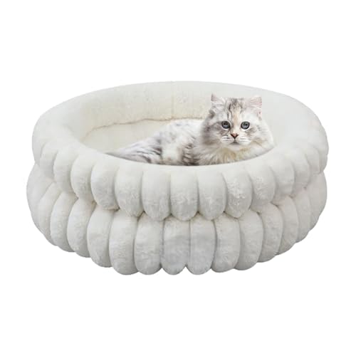 Gvblkq Hundebett - Haustierschlafkissen Für Welpen Und Katzen | Plüschstoff Mit Abnehmbarer Abdeckung, Runde Waschbare Komfortmatte Für Kätzchen Couch Bett Im Freien Im Freien, 20x7.09 In von Gvblkq