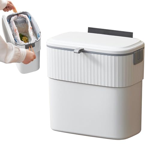 Gvblkq Mini -Korb - Mülldose für Räume | Hangable Mastbehälter mit Deckel und Raumspardesign für unter Schreibtisch Schlafzimmer Tabletop Auto Badezimmerschrank RV Küche Organisation von Gvblkq