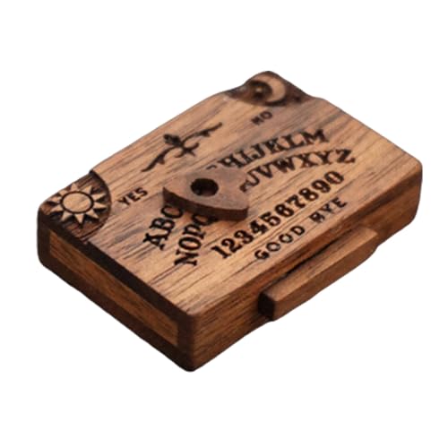 Gvblkq Tiny Ouija Board, Wooden Talking Spirit Board with Planchette, Miniature Spirit Board with Drawer, Miniature Board for Family Friends, Ouija Board Decor, Wooden Ouija Board Miniature Model von Gvblkq