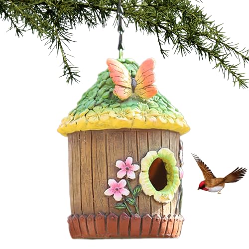 Gvblkq Vogelhaus für den Außenbereich, hängbares Vogelzimmer, Kunstharz, dekorativ, niedlich, Garten, Hof, Baum, Vogelhäuser für Wildtiere, Bluebird, Finken, von Gvblkq