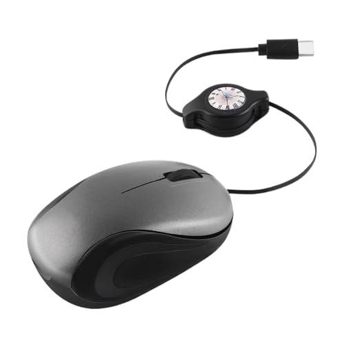 Mice – einziehbare schnurgebundene Computermäuse für die Arbeit, optischer ABS USB oder Typ C mit 1000 DPI, ergonomisches Design, tragbares Laptop-Zubehör für Büro, Zuhause, Flugzeug, Café, Hotel, 70 von Gvblkq