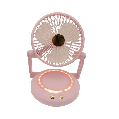 Small Desk Fan, Handheld, ABS Foldable Rechargeable Air Cooler with LED Lights - Portable Oscillating Fan for Travel, Office, Home, and Outdoor Use, 6.69x7.48x3.74 Inches von Gvblkq