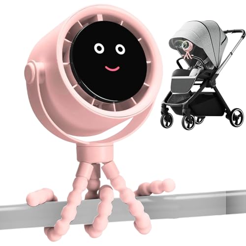 Stroller Fan Rechargeable, Small Baby Cooling Device, 360° Rotatable Air Cooler, Flexible Tripod Base, Battery Operated Design, Quiet Wind Flow, Perfect for Crib, Car Seat, Bike, Treadmill von Gvblkq