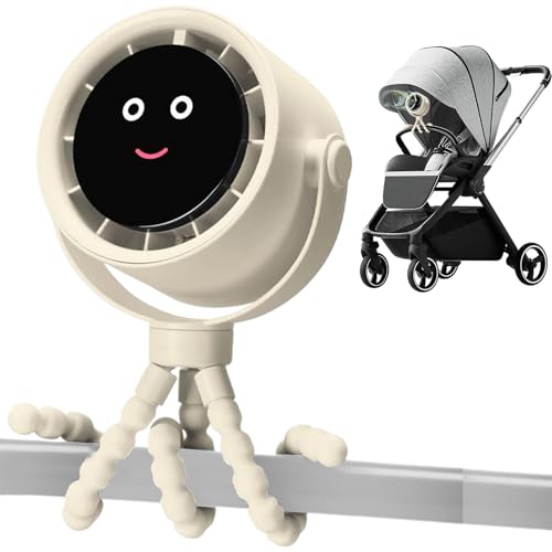Stroller Fan Rechargeable, Small Baby Cooling Device, 360° Rotatable Air Cooler, Flexible Tripod Base, Battery Operated Design, Quiet Wind Flow, Perfect for Crib, Car Seat, Bike, Treadmill von Gvblkq