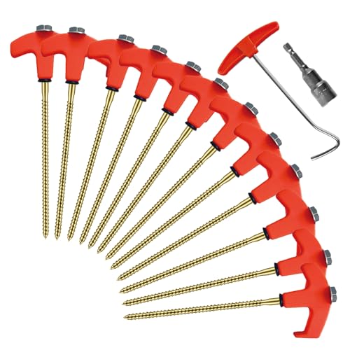 Tent Pegs, Hexagonal Screw Thread Ground Pins, Fluorescent Sturdy Tent Nails Set, Stable Secure Anchors for Plant Irrigation, Greenhouse, Outdoor Camping Use, 9.84x8.27x2.76 inches von Gvblkq