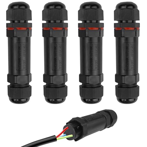 Gvolatee 4er-Pack Kabelverbinder IP68, Kabel Verbinder Wasserdicht, Kabel Wasserdicht Verbinden, Kabelmuffe, Kabelverbindung Wasserdicht, Kabelverbind, 3-Polig Erdkabel Verbindungsmuffe Abzweigdose von Gvolatee
