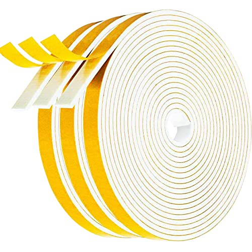 Gvolatee Türdichtung Selbstklebend 6mm X 3mm, Fenster Dichtungsband, Tür Dichtung, Fensterabdichtung, Zugluftdichtung, Schaumstoff Klebeband, Dichtband für Kollision Schalldämmung (5M X 3 Rollen) von Gvolatee