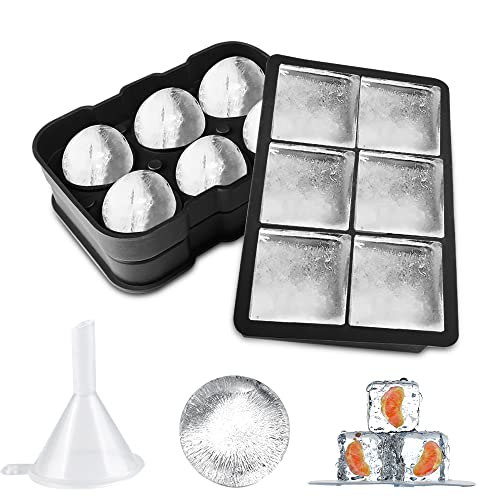 Gvolatee Eiswürfelform Silikon,45mm Eiskugelform 48mm 6-Fach 2-Set Eiswürfelformen Ice Cube Tray, BPA Frei Eiswürfel Form für Whisky Cocktails Saft Schokolade Süßigkeiten von Gvolatee