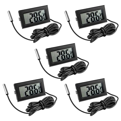 Gvolatee 5 Stück Aquarium Digital Thermometer mit Fühler, Temperatursensor Wasserdicht mit Kabel, LCD Thermometer Temperaturüberwachung mit Externer Sonde für Kühlschrank Gefrierschrank Aquarium Gvolatee 5 Stück Aquarium Digital Thermometer mit Fühler, Temperatursensor Wasserdicht mit Kabel, LCD Thermometer Temperaturüberwachung mit Externer Sonde für Kühlschrank Gefrierschrank Aquarium von Gvolatee