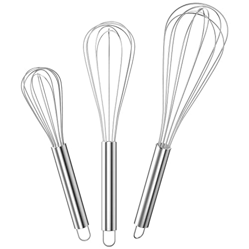 Gvolatee Schneebesen Set Edelstahl，Rührbesen 3 Stück Enthält 21cm, 26cm, 29cm für Mischen, Rühren Von Teig, Eiern, Aufschäumen, Schlagen, Hohe Qualität Whisk für Esszimmer，Wohnküche, Silber von Gvolatee