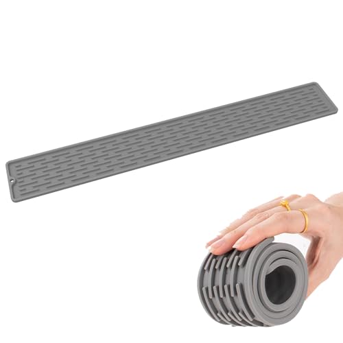 Abtropfmatte Schmal, Silikonmatte, 50*5.5cm,Wasserhahnschutz & Abtropfmatte, Spritzschutz SpüLbecken für Küche Spüle und Faucet, Kitchen Sink Splash Guard, Spülmatte Abtropfmatte (Grau) von Gvrxec