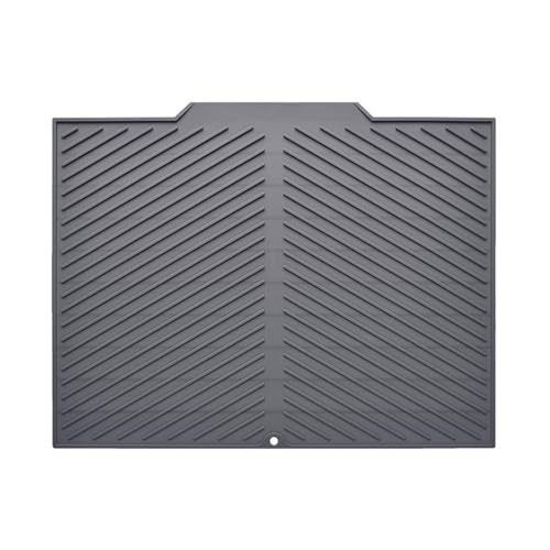Silikon Abtropfmatte, Abtropfmatte Geschirr mit Ablauf, Hochtemperaturbeständige Abtropfmatte, Abtropfmatte für die Küchenspüle, 37x27cm, Beste Drainagewirkung, Einsatz in der Küche von Gvrxec