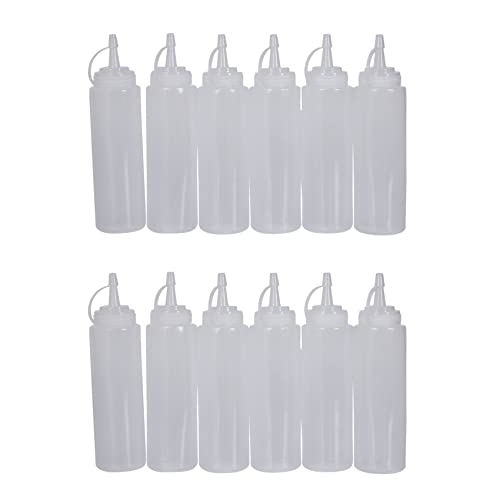 Gvvsjgdbis 12 x transparente, weiße Kunststoff-Flaschen für Soßen, Ketchup, Menageöl, 237 ml von Gvvsjgdbis