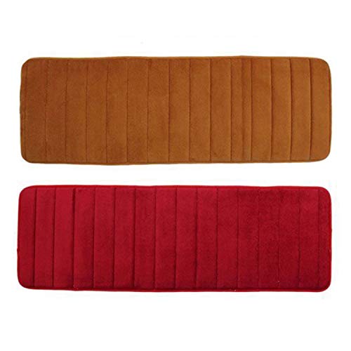 Gvvsjgdbis 2 Stück 120 x 40 cm saugfähiger rutschfester Memory-Schaum Küche Schlafzimmer Tür Bodenmatte Teppich, Khaki & Dattelrot von Gvvsjgdbis