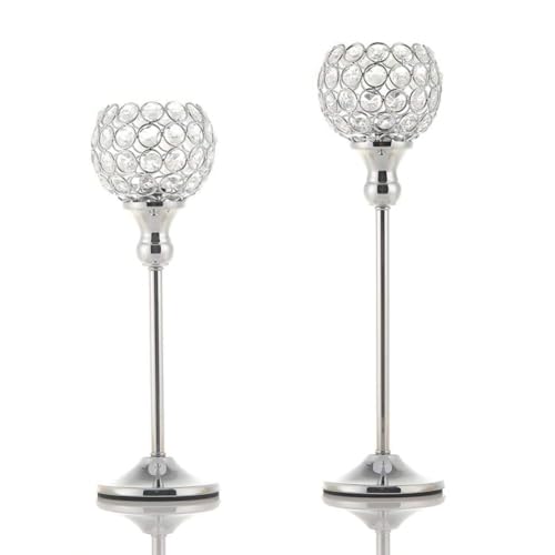 Gvvsjgdbis 2 Stück Kerzenhalter, Tischdekoration, Metall-Kristall-Kerzenhalter für Hochzeitstisch, Party, Kirche, Modernes, A von Gvvsjgdbis