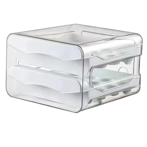 Gvvsjgdbis 2-lagige Eier-Aufbewahrungsbox für Kühlschrank – Frischhalte-Kunststoff-Schubladen-Organizer, großes Fassungsvermögen, Küchenregal, Weiß Gvvsjgdbis 2-lagige Eier-Aufbewahrungsbox für Kühlschrank – Frischhalte-Kunststoff-Schubladen-Organizer, großes Fassungsvermögen, Küchenregal, Weiß von Gvvsjgdbis