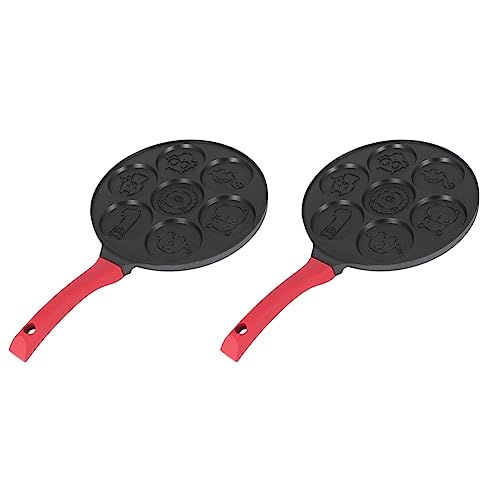 Gvvsjgdbis 2 x Pfannkuchen-Maker – Antihaft-Pfanne für Pfannkuchen, Grillpfanne, Mini-Krepp-Maker, 7-Form mit Silikongriff, schwarzes Tier von Gvvsjgdbis