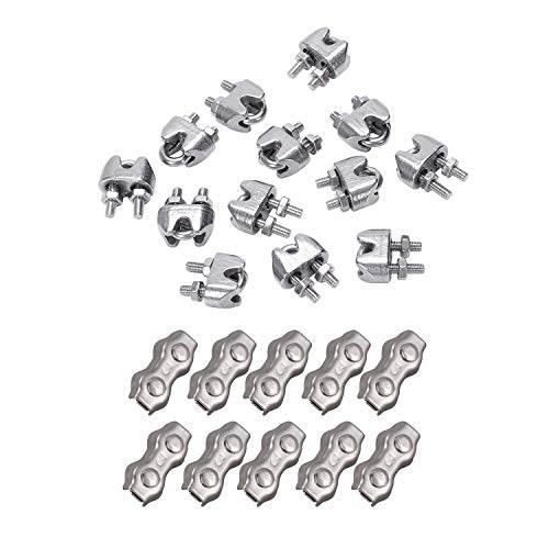 Gvvsjgdbis 22 Stück Edelstahl-Drahtseil-Klemmen, Befestigung, Drahtseilgriffe, Messschieber, 12 Stück 2 mm und 10 Stück 3 mm von Gvvsjgdbis