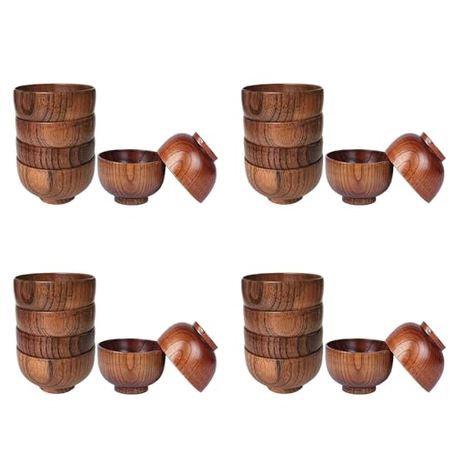 Gvvsjgdbis 24 Stück Holzschalen Serviergeschirr für Reis, Suppe, Dip, Kaffee, Tee, Dekoration, Holzsalatschüssel, Küchenbesteck-Set von Gvvsjgdbis