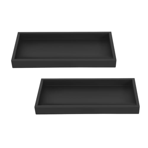 Gvvsjgdbis 2er Set Badezimmer Tablett Deko Tablett Schwarz Silikon Ablagetablett Kleines Tablett für Waschbecken Badewanne (Rechteckig) von Gvvsjgdbis