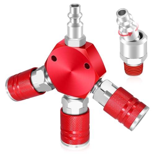 Gvvsjgdbis 3-Wege-Luftschlauch-Verteiler, Luftverteiler, Luftkompressor-Verteiler, 1/4 NPT, mit 6,35 mm NPT-Industrie-Typ, schwenkbaren Luftsteckern Gvvsjgdbis 3-Wege-Luftschlauch-Verteiler, Luftverteiler, Luftkompressor-Verteiler, 1/4 NPT, mit 6,35 mm NPT-Industrie-Typ, schwenkbaren Luftsteckern von Gvvsjgdbis