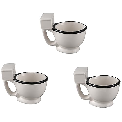 Gvvsjgdbis 3 x Toiletten-Keramikbecher mit Griff, 300 ml, für Kaffee, Tee, Milch, Eis, lustiges Geschenk von Gvvsjgdbis