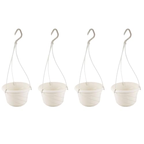 Gvvsjgdbis 4 x hängende Blumentöpfe, Kettenkorb, Pflanzgefäßhalter, Haus, Garten, Balkon, Dekoration, Weiß von Gvvsjgdbis