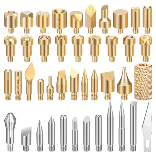 Gvvsjgdbis 43-Teiliges Set mit Holzbrennspitzen, Holzbrennspitzen, Schablonen für Holzbrennspitzen zum Selberprägen und Schnitzen Von Bastelarbeiten von Gvvsjgdbis