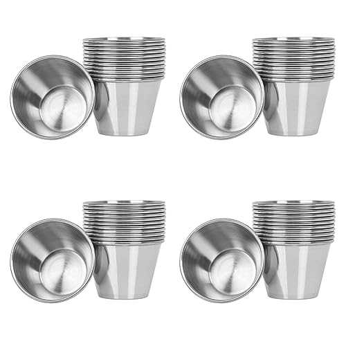 Gvvsjgdbis 48 Stück – Premium Gebürsteter Edelstahl Gewürzbecher Soßentöpfe Gewürztöpfe Flüssige Dips Schalen – 70 ml von Gvvsjgdbis