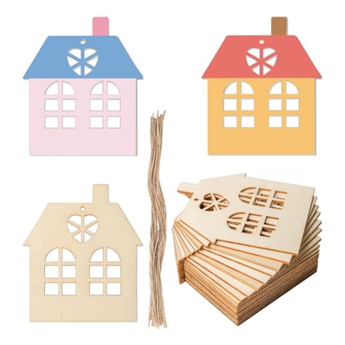 Gvvsjgdbis 50-Teiliges Set mit Holzanhängern in Unvollendeter Hausform zum Aufhängen Aus Holzausschnitten, Holzscheiben, Geschenkanhänger-Set Aus mit Bindfaden Gvvsjgdbis 50-Teiliges Set mit Holzanhängern in Unvollendeter Hausform zum Aufhängen Aus Holzausschnitten, Holzscheiben, Geschenkanhänger-Set Aus mit Bindfaden von Gvvsjgdbis