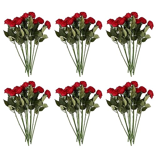 Gvvsjgdbis 60 Stück Latex Rose Rose Seidenblumen Blumen Hochzeit Bouquet Zuhause Party Design Blumen (Dunkelrot) von Gvvsjgdbis