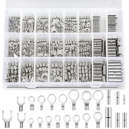 Gvvsjgdbis 600-teiliges nicht isoliertes Ringklemmen-Set, AWG 22–10 Kupfer-Steckverbinder, nahtlos, unisoliert, Stoßklemmenblock-Sortiment Gvvsjgdbis 600-teiliges nicht isoliertes Ringklemmen-Set, AWG 22–10 Kupfer-Steckverbinder, nahtlos, unisoliert, Stoßklemmenblock-Sortiment von Gvvsjgdbis