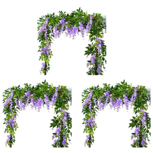 Gvvsjgdbis 6Pcs 7Ft/Pcs Künstliche Wisteria Vine, Blumengirlande Wisteria Vine Rattan Hängende Blumen für Zeremonie Im Freien, Lila von Gvvsjgdbis