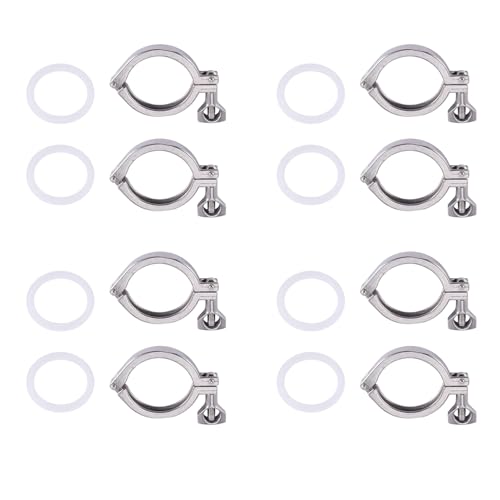 Gvvsjgdbis Dreifach-Klemme, Stahl, Einzelstift, strapazierfähig, Tri-Klemmen mit Flügelmutter für Aderendhülse TC mit Silikondichtung, 5,1 cm, 8 Stück von Gvvsjgdbis