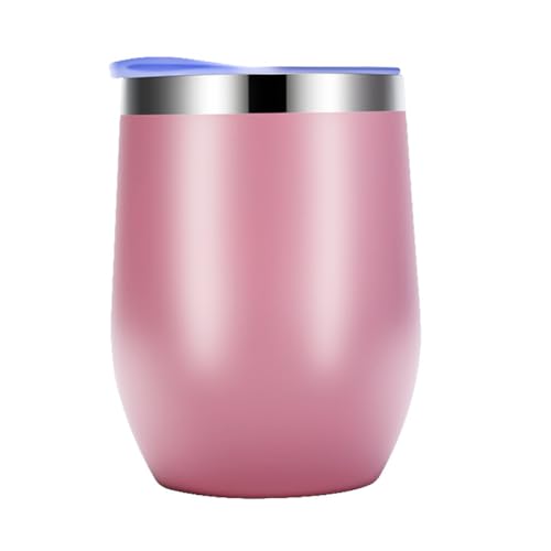 Gvvsjgdbis Eierschalenbecher Doppelschicht Edelstahl Isolierbecher Vakuum Rotwein Eierbecher Kaffeebecher mit Deckel Rosa von Gvvsjgdbis
