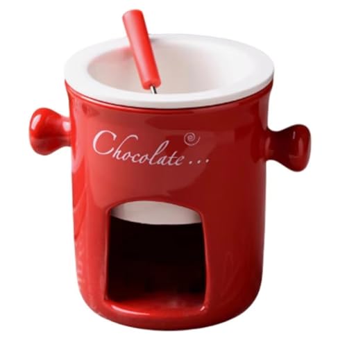 Gvvsjgdbis Fonduetasse Keramik Schokolade Schmelzen Fondue Topf Schokolade Fondue Tassen Snack Süßigkeiten Schokolade Schmelztopf Rot von Gvvsjgdbis