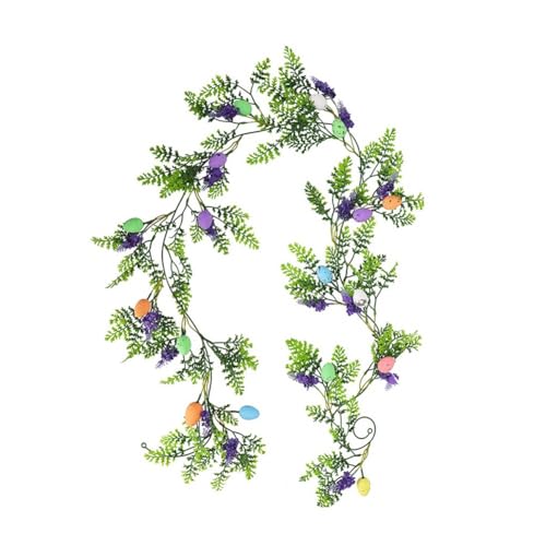 Gvvsjgdbis Frohe Ostern Thema, Veranda-Schild, künstliche Pflanzendekorationen mit Hasenei-Dekoration (2 m) von Gvvsjgdbis