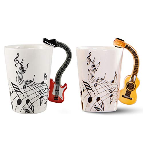 Gvvsjgdbis Gitarrengriff Keramiktasse Free Spectrum Kaffee Milch Tee Tasse Musikinstrument & Musikstil Gitarre Keramik Tasse Kaffee Tee Milch Stabbecher mit Griff Rote Gitarre Schwarz von Gvvsjgdbis