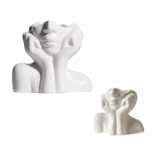 Gvvsjgdbis Keramik Gesichtsvase Blumenvase-Set Zur Dekoration Weibliche Form Gesichtsvase Kunstvase Moderne Dekorative Vase Tischdekoration von Gvvsjgdbis